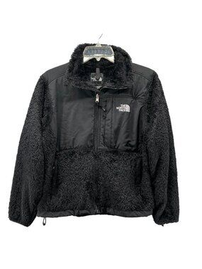 The North Face Women Plush Fleece XS Jacket Black Logo Toggles Polartec